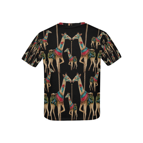 prancing carousel giraffes. black -kids Kids' All Over Print T-shirt (USA Size) (Model T40)