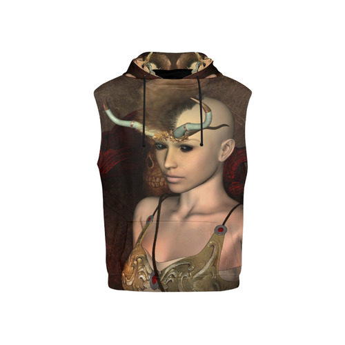 Dark fairy with horn All Over Print Sleeveless Hoodie for Kid (Model H15)