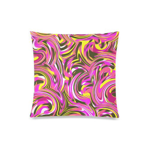 spiral line drawing abstract pattern in pink yellow black Custom Zippered Pillow Case 20"x20"(One Side)
