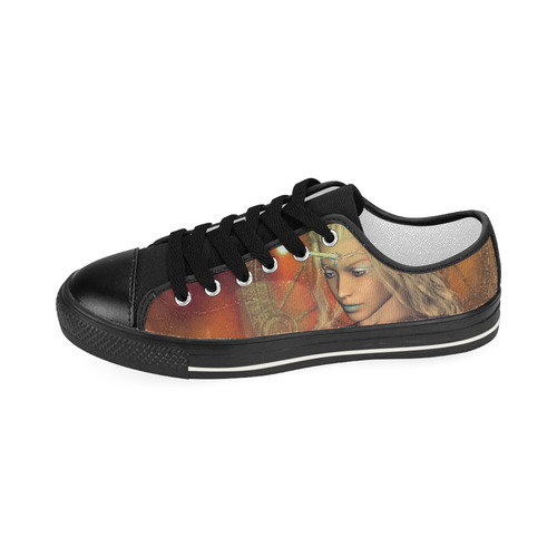 Beautiful unicorn women with bird Women's Classic Canvas Shoes (Model 018)