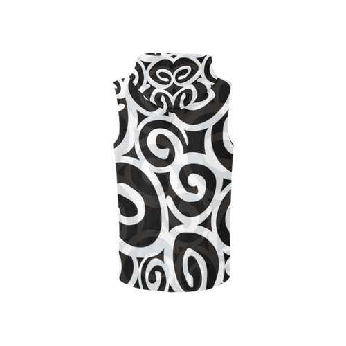 Black White Grey SPIRALS pattern ART All Over Print Sleeveless Zip Up Hoodie for Women (Model H16)