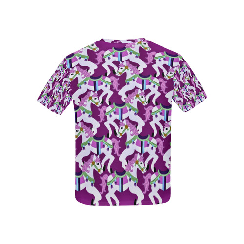 cartoon carousel ponies on purple - kids Kids' All Over Print T-shirt (USA Size) (Model T40)