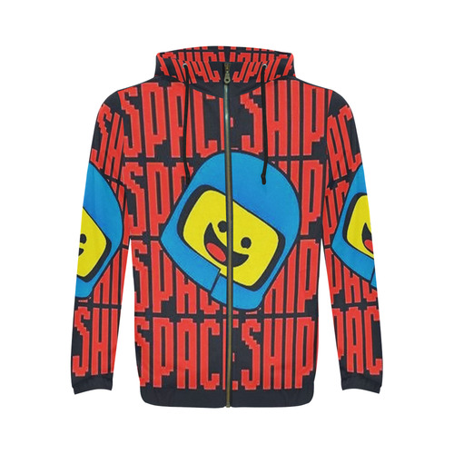 Spaceship Spaceship All Over Print Full Zip Hoodie for Men (Model H14)