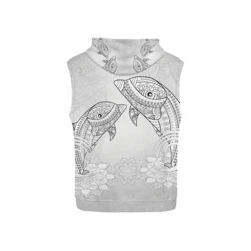 Funny dolphin, mandala design All Over Print Sleeveless Hoodie for Kid (Model H15)