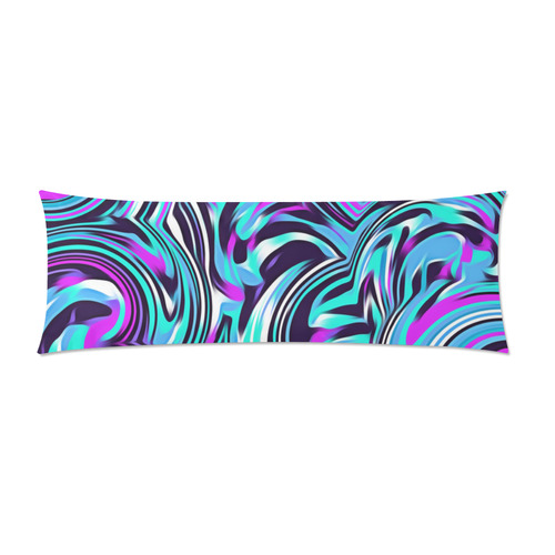 spiral line drawing abstract pattern in blue pink black Custom Zippered Pillow Case 21"x60"(Two Sides)