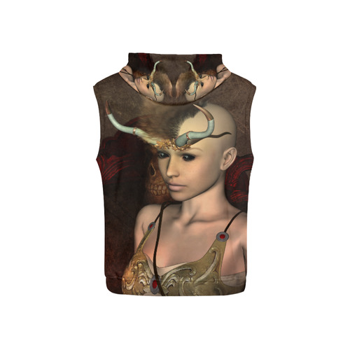 Dark fairy with horn All Over Print Sleeveless Hoodie for Kid (Model H15)