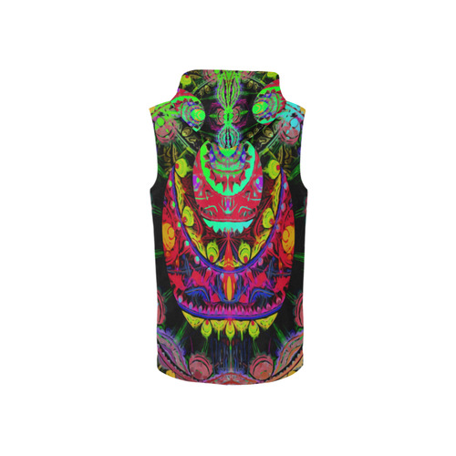 Mulricolored abstract SCARAB design All Over Print Sleeveless Zip Up Hoodie for Women (Model H16)