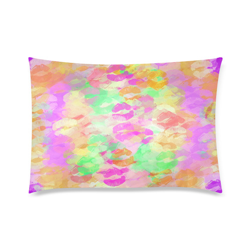 sexy kiss lipstick abstract pattern in pink orange yellow green Custom Zippered Pillow Case 20"x30" (one side)