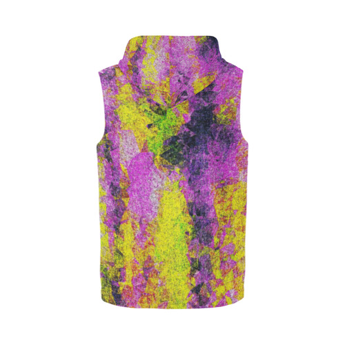 vintage psychedelic painting texture abstract in pink and yellow with noise and grain All Over Print Sleeveless Zip Up Hoodie for Men (Model H16)