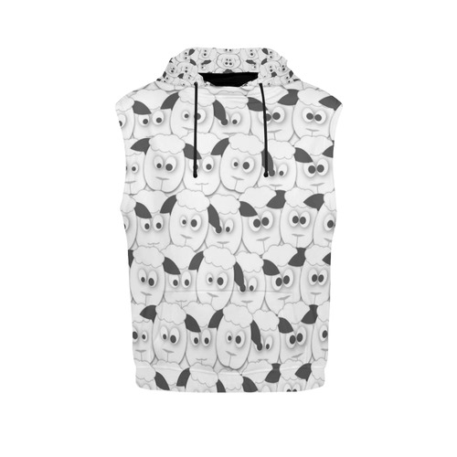 Crazy Herd of Sheep All Over Print Sleeveless Hoodie for Women (Model H15)