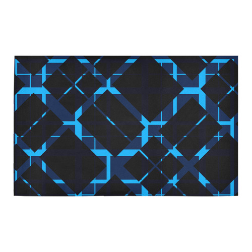 Diagonal Blue & Black Plaid Modern Style Bath Rug 20''x 32''