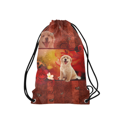 Sweet golden retriever Small Drawstring Bag Model 1604 (Twin Sides) 11"(W) * 17.7"(H)