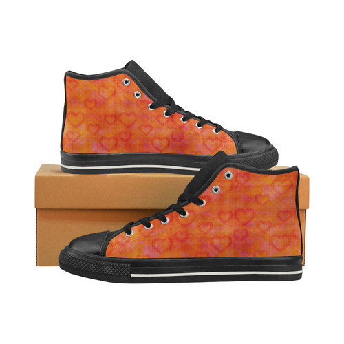 hearts&plaid High Top Canvas Shoes for Kid (Model 017)