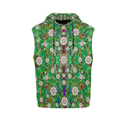 pearl flowers in the glowing forest All Over Print Sleeveless Hoodie for Men (Model H15)