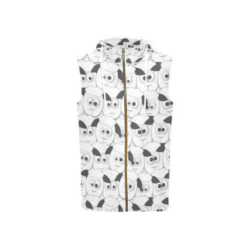 Crazy Herd of Sheep All Over Print Sleeveless Zip Up Hoodie for Women (Model H16)