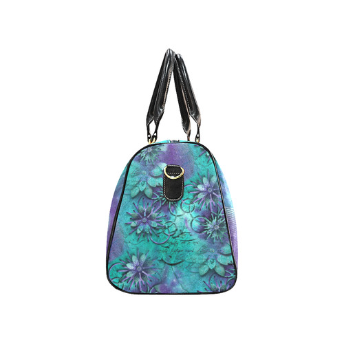 Flowers On Purple N Teal New Waterproof Travel Bag/Large (Model 1639)