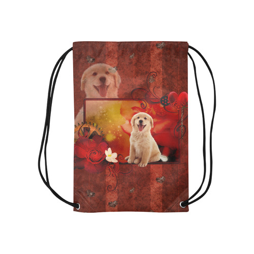 Sweet golden retriever Small Drawstring Bag Model 1604 (Twin Sides) 11"(W) * 17.7"(H)