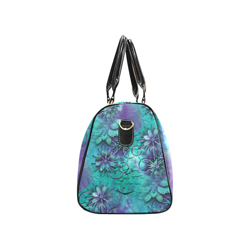 Flowers On Purple N Teal New Waterproof Travel Bag/Large (Model 1639)