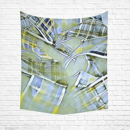another modern moment, yellow by FeelGood Cotton Linen Wall Tapestry 51"x 60"