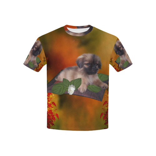 Cute lttle pekinese, dog Kids' All Over Print T-shirt (USA Size) (Model T40)