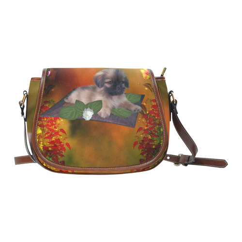 Cute lttle pekinese, dog Saddle Bag/Small (Model 1649) Full Customization