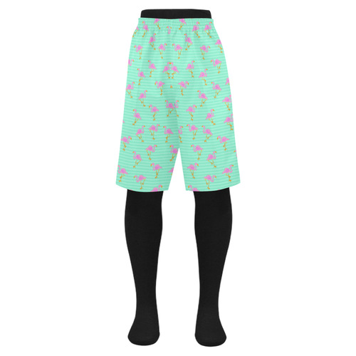 Pink and Green Flamingo Pattern Men's Swim Trunk (Model L21)