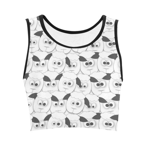 Crazy Herd of Sheep Women's Crop Top (Model T42)