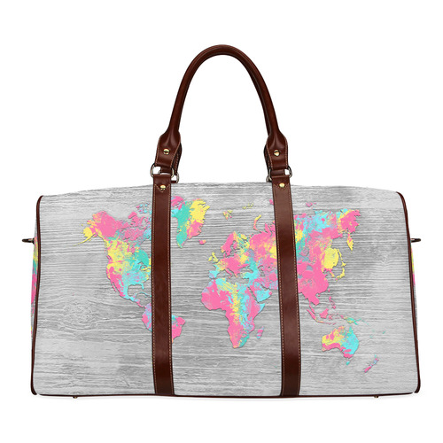 world map Waterproof Travel Bag/Large (Model 1639)