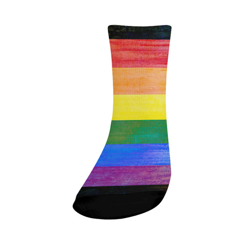 Rainbow Flag Colored Stripes Grunge Crew Socks