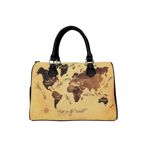 world map Boston Handbag (Model 1621)