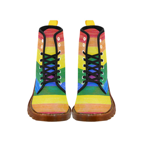 Rainbow Flag Colored Stripes Grunge Martin Boots For Men Model 1203H