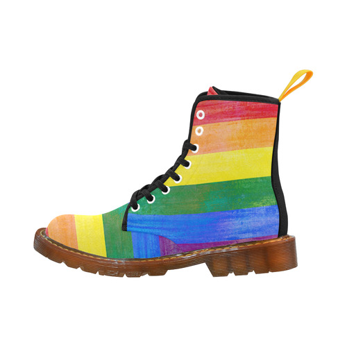 Rainbow Flag Colored Stripes Grunge Martin Boots For Men Model 1203H