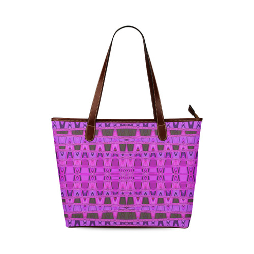 Bright Pink Black Abstract Pattern Shoulder Tote Bag (Model 1646)