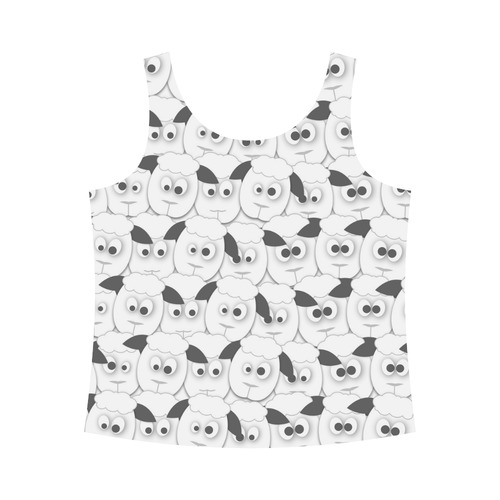 Crazy Herd of Sheep All Over Print Tank Top for Women (Model T43)