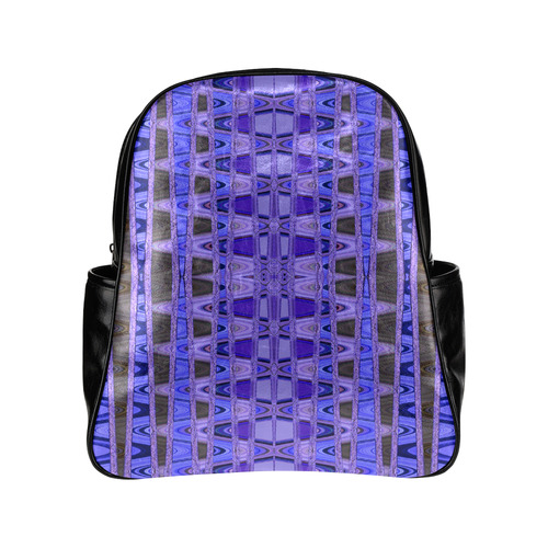 Blue Black Abstract Pattern Multi-Pockets Backpack (Model 1636)