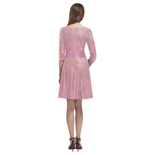 Romantic Hearts In Pink Tethys Half-Sleeve Skater Dress(Model D20)