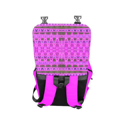 Bright Pink Black Abstract Pattern Casual Shoulders Backpack (Model 1623)