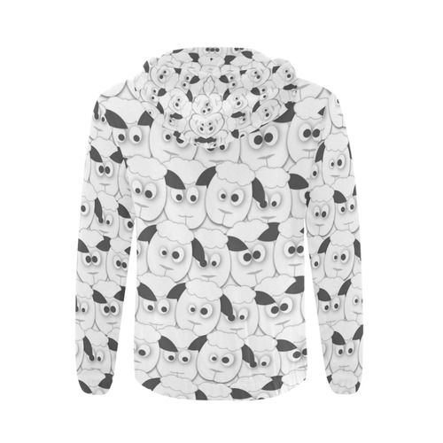 Crazy Herd of Sheep All Over Print Full Zip Hoodie for Men (Model H14)