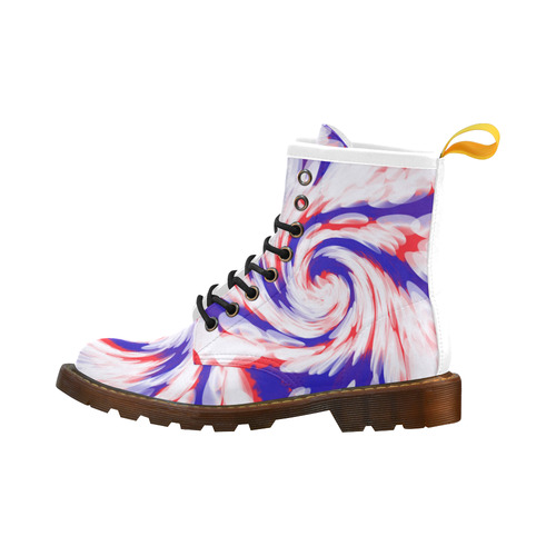 Red White Blue USA Patriotic Abstract High Grade PU Leather Martin Boots For Men Model 402H