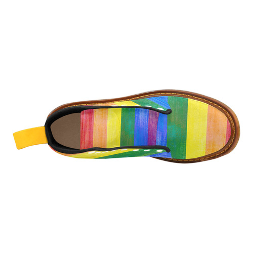 Rainbow Flag Colored Stripes Grunge Martin Boots For Men Model 1203H