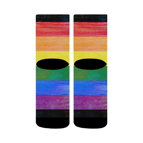 Rainbow Flag Colored Stripes Grunge Crew Socks