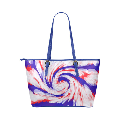 Red White Blue USA Patriotic Abstract Leather Tote Bag/Small (Model 1651)