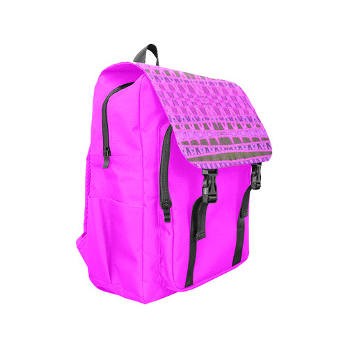 Bright Pink Black Abstract Pattern Casual Shoulders Backpack (Model 1623)