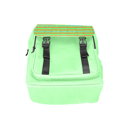 Bright Green Orange Stripes Pattern Abstract Casual Shoulders Backpack (Model 1623)