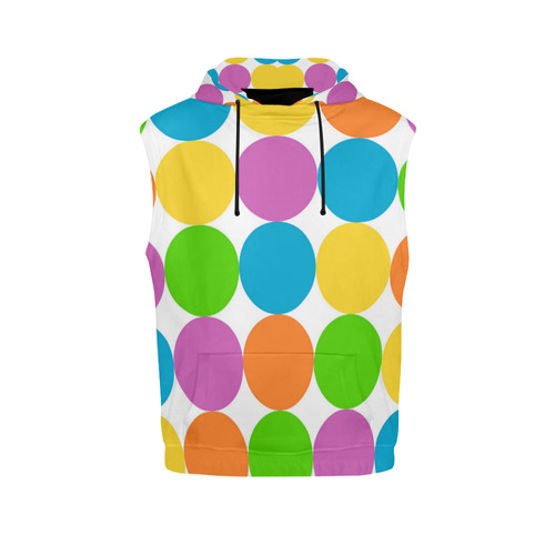 Neon Colored Dots All Over Print Sleeveless Hoodie for Women (Model H15)