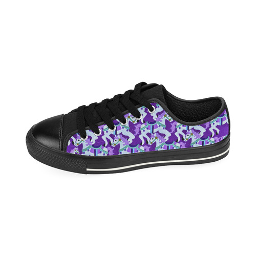 cartoon carousel ponies on purple kids shoes Low Top Canvas Shoes for Kid (Model 018)
