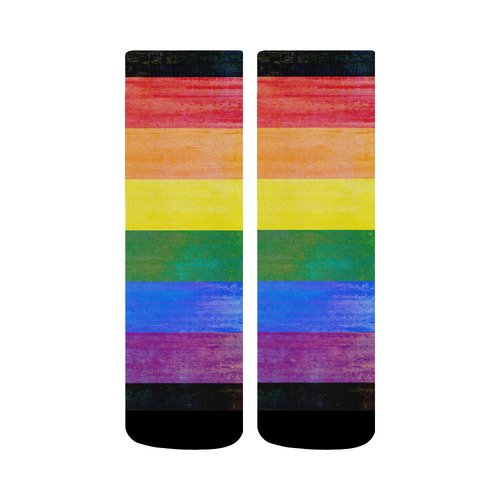 Rainbow Flag Colored Stripes Grunge Crew Socks