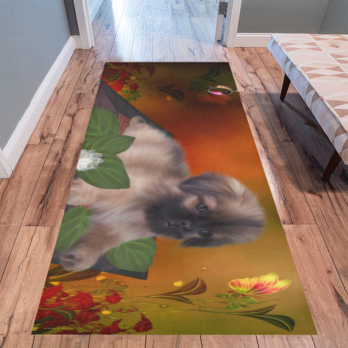 Cute lttle pekinese, dog Area Rug 9'6''x3'3''