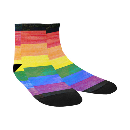 Rainbow Flag Colored Stripes Grunge Quarter Socks