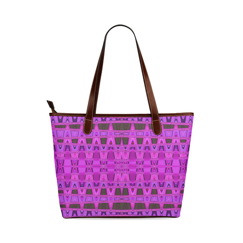 Bright Pink Black Abstract Pattern Shoulder Tote Bag (Model 1646)